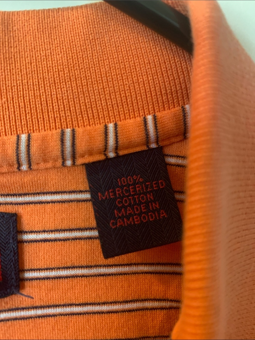 Austin Reed Orange Polo with Thin Navy Stripes - Picture 3 of 5